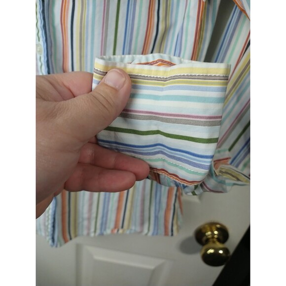 J. Crew Woman S Long Sleeve Collared Button Rainbow Striped Shirt Preppy... - Picture 6 of 9